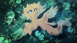 Size: 5760x3240 | Tagged: safe, artist:jsunlight, oc, pegasus, pony, commission, partially submerged, pond, solo, wallpaper, water, ych sketch, your character here