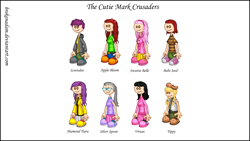 Size: 4000x2250 | Tagged: safe, edit, editor:brokenadam, apple bloom, babs seed, diamond tiara, scootaloo, silver spoon, sweetie belle, human, g4, cutie mark crusaders, female, humanized, papa louie pals, rock band, simple background, white background