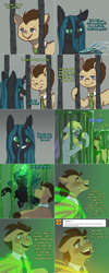 Size: 1502x3758 | Tagged: safe, artist:asktheblinddetectivemlp, artist:kimikaamiart, derpy hooves, doctor whooves, queen chrysalis, time turner, oc, oc:tantamount, changeling, pony, lovestruck derpy, tantamount time turner, g4, heart, heart eyes, magic, wingding eyes