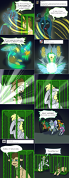 Size: 1502x3858 | Tagged: safe, artist:sinsays, derpy hooves, doctor whooves, queen chrysalis, time turner, oc, oc:tantamount, changedling, changeling, pony, lovestruck derpy, tantamount time turner, g4, cage, magic