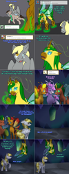 Size: 1502x3758 | Tagged: safe, artist:asksweetdisaster, artist:voidskele, derpy hooves, doctor whooves, queen chrysalis, time turner, changedling, changeling, lovestruck derpy, tantamount time turner, g4, cocoon, crying, purified chrysalis