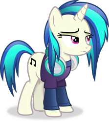 Size: 2923x3280 | Tagged: safe, artist:anime-equestria, dj pon-3, vinyl scratch, pony, unicorn, g4, alternate hairstyle, clothes, female, headphones, high res, horn, mare, simple background, solo, transparent background, vector