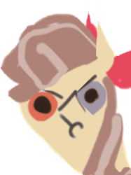Size: 394x526 | Tagged: safe, artist:s410, oc, oc only, oc:dandelion "buttercup", pony, :c, angry, derp, frown, glare, grumpy, reaction image, simple background, solo, stylistic suck, transparent background, unamused, wat