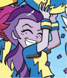 Size: 256x297 | Tagged: safe, idw, official comic, equestria girls, g4, spoiler:comic, spoiler:comicannual2013, background human, female, smiling, unnamed character, unnamed human