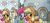 Size: 1414x645 | Tagged: safe, artist:agnes garbowska, idw, official comic, applejack, aunt millie, pinkie pie, earth pony, pony, friendship is magic #72, g4, my little pony: friendship is magic (idw), spoiler:comic, clothes, comic, cropped, elderly, female, hat, mare, overalls, trio