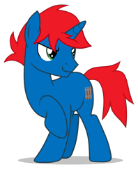 Size: 3000x3784 | Tagged: safe, artist:creedyboy124, oc, oc only, oc:train track, pony, unicorn, g4, high res, looking back, male, raised hoof, simple background, smiling, solo, stallion, transparent background