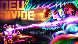 Size: 3840x2160 | Tagged: safe, artist:rudolf-rockwell, rainbow dash, twilight sparkle, pegasus, pony, unicorn, g4, cover, high res, magic, thumbnail, transformers