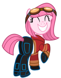 Size: 852x1080 | Tagged: safe, artist:muhammad yunus, oc, oc only, oc:annisa trihapsari, earth pony, pony, g4, annibutt, base used, butt, clothes, costume, earth pony oc, eyes closed, female, generator rex, gloves, goggles, grin, gritted teeth, halloween, halloween costume, happy, jacket, mare, pants, plot, rex salazar, simple background, smiling, solo, teeth, transparent background