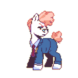 Size: 500x500 | Tagged: safe, artist:olegianot, svengallop, earth pony, pony, g4, angry, animated, annoyed, clothes, ears back, gif, glasses, grumpy, male, necktie, pixel animation, pixel art, simple background, solo, stallion, stomping, transparent background