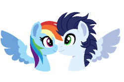 Size: 387x258 | Tagged: safe, artist:xxwerecatdipperxx, rainbow dash, soarin', pegasus, pony, g4, female, male, mare, ship:soarindash, shipping, simple background, stallion, straight, white background