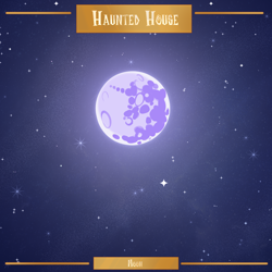 Size: 2500x2500 | Tagged: safe, artist:medkit, nightmare moon, g4, day 15, drawtober, english, frame, glowing, haunted house, high res, mare in the moon, moon, moonlight, night, paint tool sai 2, sky, space, starry night, stars, text