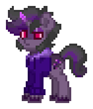 Size: 188x220 | Tagged: safe, oc, oc only, oc:dusk thorns, pony, unicorn, pony town, :p, animated, clothes, hoodie, one eye closed, pixel art, simple background, solo, tongue out, transparent background, unshorn fetlocks, wink