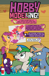 Size: 1920x2948 | Tagged: safe, artist:alexdti, apple bloom, rainbow dash, scootaloo, sweetie belle, oc, oc:brainstorm (alexdti), oc:purple creativity, oc:star logic, earth pony, pegasus, pony, unicorn, comic:quest for friendship retold, g4, bipedal, comic, cutie mark crusaders, dialogue, speech bubble, toy