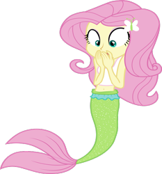 Size: 624x669 | Tagged: safe, artist:liggliluff, edit, editor:incredibubbleirishguy, vector edit, fluttershy, mermaid, equestria girls, g4, beautiful, belly, belly button, belly shirt, butterfly hairpin, exposed belly, fins, fish tail, link in source, mermaid tail, mermaidized, midriff, oh my gosh, omg, pretty, species swap, surprised, tail, tail fin, tank top, upvote, upvote bait, vector