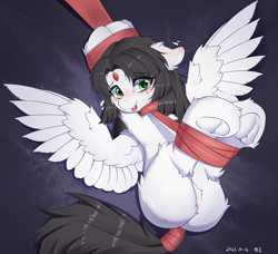 Size: 3209x2921 | Tagged: safe, artist:neverend, oc, oc only, pegasus, pony, blushing, butt, butt fluff, cute, ear fluff, featureless crotch, female, floppy ears, fluffy, frog (hoof), high res, hoofbutt, leg fluff, mare, ocbetes, pegasus oc, plot, ribbon, solo, spread wings, tail, tail wrap, tongue out, underhoof, wings