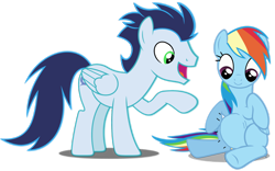 Size: 3600x2240 | Tagged: safe, anonymous artist, rainbow dash, soarin', pegasus, pony, g4, testing testing 1-2-3, female, high res, male, mare, preggo dash, pregnant, ship:soarindash, shipping, simple background, stallion, straight, transparent background