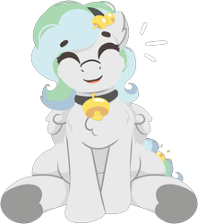 Size: 1589x1795 | Tagged: safe, artist:rhythmpixel, oc, oc only, oc:river chime, pegasus, pony, bell, bell collar, bells, chubby, collar, female, happy, mare, simple background, solo, transparent background