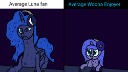 Size: 1280x720 | Tagged: safe, artist:theunidentifiedchangeling, princess luna, alicorn, pony, g4, angry, computer mouse, female, filly, foal, headset, horn, keyboard, meme, smiling, wings, woona, younger