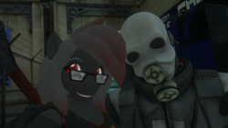 Size: 3840x2160 | Tagged: safe, oc, oc:blood stain, anthro, 3d, city 17, glasses, half-life, half-life 2, hev suit, high res, metrocop, selfie, smiling, vrchat