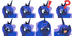 Size: 384x192 | Tagged: safe, artist:scootaloormayfly, princess luna, alicorn, pony, g4, angry, crown, drugs, exclamation point, jewelry, marijuana, picture for breezies, pixel art, question mark, regalia, rpg maker, simple background, sprite, transparent background