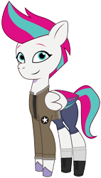Size: 682x1200 | Tagged: safe, artist:edy_january, artist:prixy05, edit, vector edit, zipp storm, pegasus, pony, g5, my little pony: tell your tale, boots, clothes, denim, engineer, girls und panzer, jacket, jeans, medic, military, military pony, pants, saunders, shirt, shoes, short pants, simple background, soldier, soldier pony, solo, stockings, thigh highs, transparent background, vector