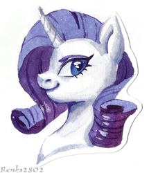 Size: 1041x1210 | Tagged: safe, artist:tigra0118, rarity, pony, unicorn, g4, bust, looking at you, portrait, solo, traditional art, watercolor painting