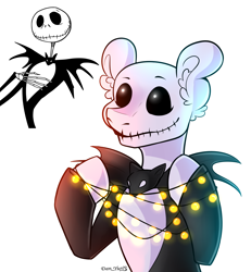 Size: 2012x2180 | Tagged: safe, artist:yuris, earth pony, pony, bust, clothes, ears up, garland, halloween, high res, holiday, jack skellington, nightmare night, portrait, simple background, smiling, solo, the nightmare before christmas, white background