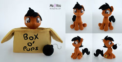 Size: 2200x1120 | Tagged: safe, artist:meplushyou, oc, oc only, earth pony, pony, bomb, box, irl, photo, plushie, pony in a box, solo, weapon