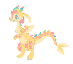 Size: 1371x1205 | Tagged: safe, artist:webkinzworldz, fluttershy, dragon, g4, bipedal, blush scribble, claws, colored horn, cute, dragonified, ear fluff, ear tufts, ears back, eyeshadow, female, flutterdragon, horn, horns, makeup, multicolored horn, open mouth, paws, shyabetes, simple background, small wings, solo, species swap, spread wings, white background, wings