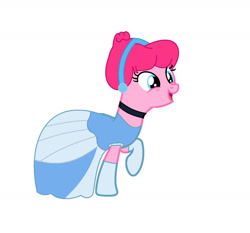 Size: 1280x1192 | Tagged: safe, artist:brightstar40k, pinkie pie, earth pony, pony, g4, alternate hairstyle, cinderella, clothes, dress, evening gloves, female, gloves, gown, long gloves, mare, open mouth, open smile, simple background, smiling, solo, white background