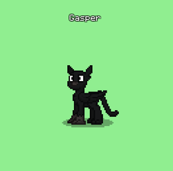 Size: 393x388 | Tagged: safe, oc, oc only, oc:gasper, big cat, bird, crow, griffon, panther, pony, raven (bird), pony town, black panther, do not steal, green background, griffon oc, male, non-pony oc, original character do not steal, simple background, solo