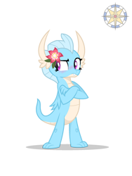 Size: 1500x2000 | Tagged: safe, artist:r4hucksake, oc, oc only, oc:avalanche, dragon, flower, flower on ear, not smolder, recolor, simple background, solo, transparent background