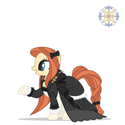 Size: 2000x2000 | Tagged: safe, artist:r4hucksake, oc, oc only, oc:frazzle, pony, braid, braided tail, clothes, dress, female, high res, mare, simple background, solo, tail, transparent background