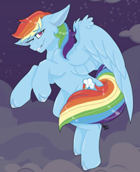 Size: 1080x1333 | Tagged: safe, artist:honeyofpeaches, rainbow dash, pegasus, pony, g4, flying, sky, solo