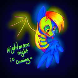 Size: 1752x1752 | Tagged: safe, artist:sizack, derpy hooves, pegasus, pony, g4, female, neon, nightmare night, signature, text