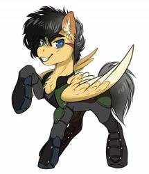 Size: 3524x4096 | Tagged: safe, artist:opalacorn, oc, oc only, pegasus, pony, commission, ear fluff, grin, looking at you, male, raised hoof, smiling, smiling at you, solo, stallion