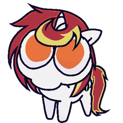 Size: 382x382 | Tagged: safe, artist:yeetmedownthestairs, oc, oc:lazy sunday, pony, unicorn, big eyes, gooba, looking at you, solo