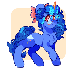 Size: 3000x2870 | Tagged: safe, artist:cocopudu, oc, oc only, pony, unicorn, bow, chest fluff, commission, female, glasses, hair bow, high res, mare, passepartout, round glasses, solo