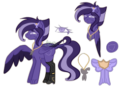 Size: 4856x3391 | Tagged: safe, artist:thecommandermiky, oc, oc only, oc:miky command, pegasus, pony, accessory, boots, bow, folded wings, hair bow, jewelry, long tail, necklace, partially open wings, paws, pegasus oc, purple eyes, purple hair, reference sheet, shoes, short hair, simple background, solo, spots, tail, transparent background, updated, updated design, wings