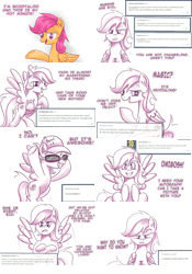 Size: 2562x3666 | Tagged: safe, artist:redheadfly, scootaloo, pony, tumblr:ask-adultscootaloo, g4, animated, gif, high res, monochrome, older, sunglasses