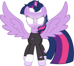 Size: 2536x2271 | Tagged: safe, artist:loladreamteam, twilight sparkle, alicorn, pony, g4, dusk till dawn, female, glowing, glowing eyes, high res, mare, pibby, simple background, solo, spread wings, transparent background, twilight sparkle (alicorn), wings