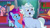 Size: 3072x1727 | Tagged: safe, screencap, alphabittle blossomforth, glory (g5), misty brightdawn, peach fizz, plum library, pegasus, pony, unicorn, g5, my little pony: tell your tale, nightmare nightmarket, spoiler:g5, spoiler:my little pony: tell your tale, spoiler:tyts01e63, :o, father and child, father and daughter, female, filly, foal, male, mare, offscreen character, open mouth, open smile, pippsqueaks, rebirth misty, smiling, stallion