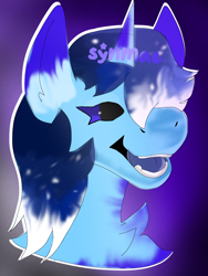 Size: 2250x3000 | Tagged: artist needed, source needed, safe, oc, oc:blue thunder, alicorn, pony, .exe, bust, chest fluff, dark, high res, portrait, solo