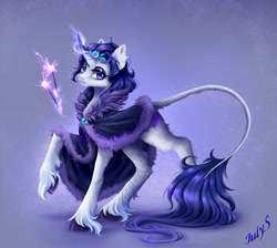 Size: 3178x2853 | Tagged: safe, artist:july_sunset23, artist:julysunset, oc, pony, unicorn, clothes, crown, high res, jewelry, leonine tail, looking at you, magic, mantle, regalia, solo, sparkles, tail, telekinesis