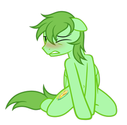 Size: 3306x3273 | Tagged: safe, artist:equestria secret guard, oc, oc only, oc:pilek, pegasus, pony, unicorn, bedroom eyes, belly button, blushing, collarbone, high res, horn, kneeling, looking at you, male, pegasus oc, sexy, shoulder, shy, simple background, solo, stallion, transparent background, unicorn oc, wings