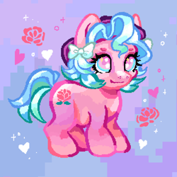 Size: 1280x1280 | Tagged: safe, artist:honolu-loo, oc, oc only, unnamed oc, earth pony, pony, g4, earth pony oc, offspring, parent:pinkie pie, parent:unknown, pixel art, solo