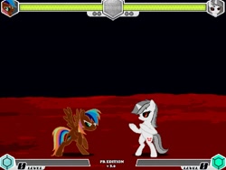 Size: 994x746 | Tagged: safe, artist:tom artista, pony, unicorn, fighting is magic, bipedal, black background, blood moon, creepy, evil, fan game, horror, inverted colors, moon, new, red, simple background, space, stage, terror