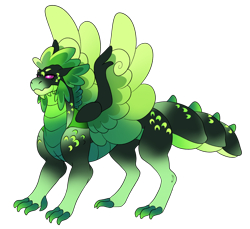 Size: 1920x1757 | Tagged: safe, artist:malinraf1615, oc, oc only, oc:bristle, dragonling, hybrid, hybrid wings, interspecies offspring, lidded eyes, magical gay spawn, offspring, parent:spike, parent:thorax, parents:thoraxspike, simple background, solo, spread wings, transparent background, wings