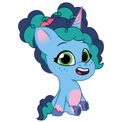 Size: 1200x1200 | Tagged: safe, artist:prixy05, misty brightdawn, pony, unicorn, g5, my little pony: tell your tale, nightmare nightmarket, spoiler:g5, spoiler:my little pony: tell your tale, spoiler:tyts01e63, afro puffs, baby, baby pony, cute, female, filly, filly misty brightdawn, foal, mistybetes, simple background, sitting, solo, transparent background, vector, younger