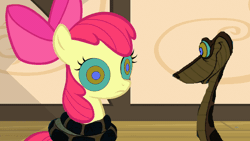 Size: 1200x675 | Tagged: safe, artist:brightstar40k, edit, edited screencap, screencap, apple bloom, earth pony, pony, snake, g4, animated, coils, female, filly, foal, gif, hypno eyes, hypnosis, kaa, kaa eyes, male, wrapped up